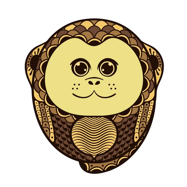 Zentangle stylized monkey. Hand draw patterned animal illustrati — Stock Vector