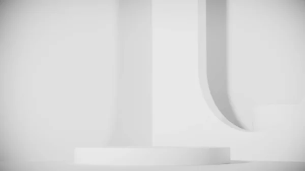 Ürün sunumu için boş gri beton podyum. Minimalist 3D, geometrik şekilli ve desenli arkaplan. Kozmetik, moda ya da reklam için endüstriyel model.