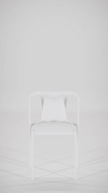 Üç boyutlu modern bistro yemek seti ahşap masa ve yastıklı kumaş sandalyeler. Mobilya katalogları, iç tasarım görselleştirme, ürün gösterimi ve çağdaş dekor kavramları için mükemmel.