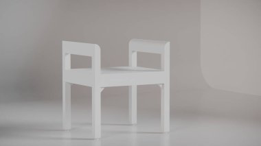 3D minimalist ahşap tabure, temiz çizgiler ve dengeli tasarım. Mobilya katalogları, ürün görselleştirme, iç tasarım konseptleri ve modern dekor sunumları için mükemmel..