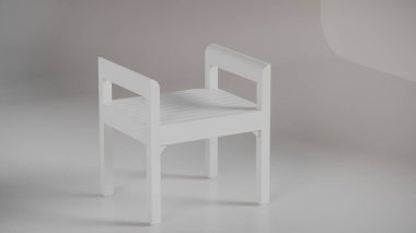 3D minimalist ahşap tabure, temiz çizgiler ve dengeli tasarım. Mobilya katalogları, ürün görselleştirme, iç tasarım konseptleri ve modern dekor sunumları için mükemmel..