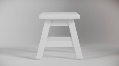 Sağlam tahta tabure, açılı bacaklar, destek kirişleri ve pürüzsüz bitiş. Mobilya katalogları, ürün görselleştirme, iç tasarım projeleri ve minimalist dekor sunumları için ideal.