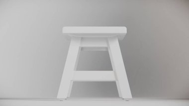 Sağlam tahta tabure, açılı bacaklar, destek kirişleri ve pürüzsüz bitiş. Mobilya katalogları, ürün görselleştirme, iç tasarım projeleri ve minimalist dekor sunumları için ideal.