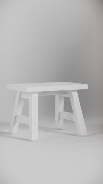 Sağlam tahta tabure, açılı bacaklar, destek kirişleri ve pürüzsüz bitiş. Mobilya katalogları, ürün görselleştirme, iç tasarım projeleri ve minimalist dekor sunumları için ideal.