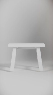 Sağlam tahta tabure, açılı bacaklar, destek kirişleri ve pürüzsüz bitiş. Mobilya katalogları, ürün görselleştirme, iç tasarım projeleri ve minimalist dekor sunumları için ideal.