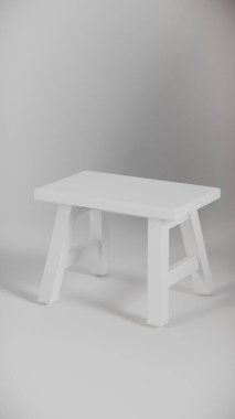 Sağlam tahta tabure, açılı bacaklar, destek kirişleri ve pürüzsüz bitiş. Mobilya katalogları, ürün görselleştirme, iç tasarım projeleri ve minimalist dekor sunumları için ideal.