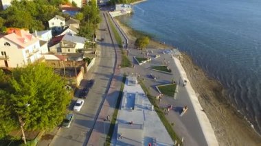 Günbatımı ve plaj. Quadrocopters ile çekim.