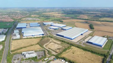 İthalat ihracat için büyük sanayi depoları ve dağıtım iş parkı, ulaşım ve lojistik, Magna Park, Lutterworth İngiltere