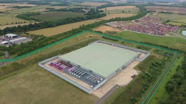 Birleşik Krallık 'taki bulut hesaplama ve kuantum araştırmaları için son teknoloji veri merkezi kampüsünün hava görüntüsü