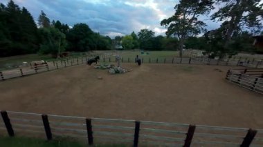 FPV hava görüntüsü, İngiltere 'de kırsal alanlar ve araziler, tarım ve çiftlik hayvanları üzerinde hızlı bir şekilde uçuşa geçiyor.