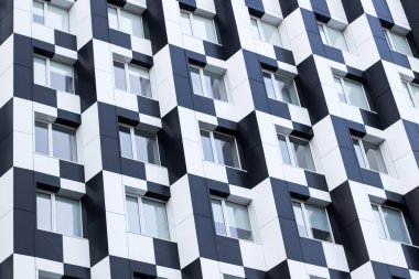 Monochromic küp minimalist bauhaus ofis binası cephe