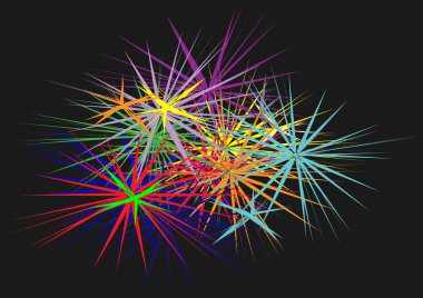 Çok renkli havai fişek yıldızlarının tasviri