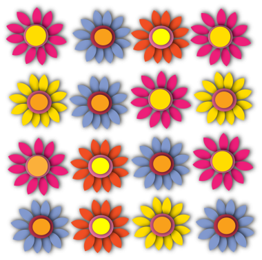 Renkli 3D çiçek dizayn elementleri.