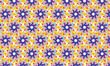 Renkli geometrik çiçek desenli arka plan. Tasarım arımları, duvar kağıtları ve fayanslar, hediye paketleme