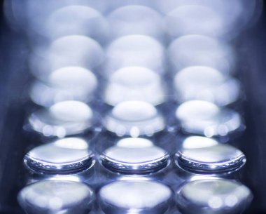 Perspective background of a led panel with neutral light with a degraded blur