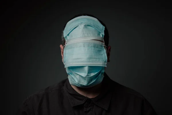 many medical masks on the face