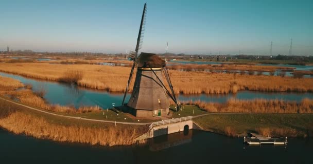 Filmación Los Molinos Viento Kinderdijk Países Bajos — Vídeos de Stock