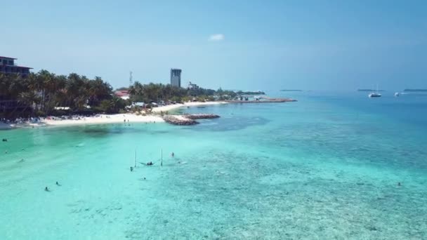 Footage Aerial View Maafushi Island Local Beach Maldives — Αρχείο Βίντεο