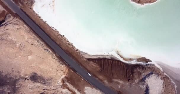 Filmagem Vista Aérea Para Lago Assal Djibuti — Vídeo de Stock