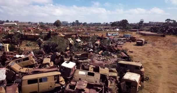 Footage Aerial View Tank Grave Asmara Eritrea — 비디오