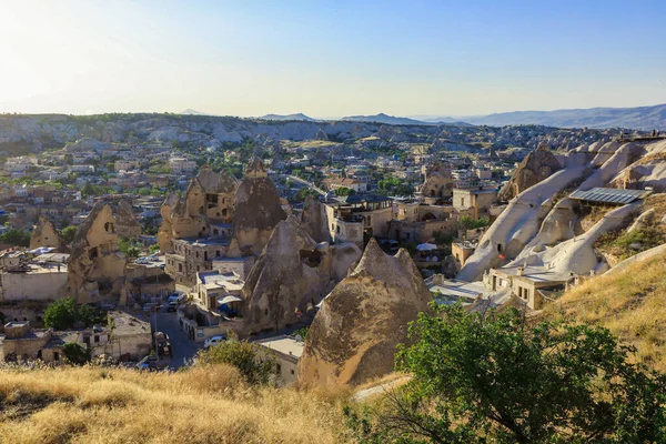 Fantastic View Greme Rock Houses Front Spectacularly Coloured Valleys Nearby — Stock Photo, Image