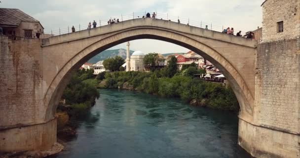 Video Veduta Aerea Del Ponte Vecchio Stari Most Mostar Attraverso — Video Stock