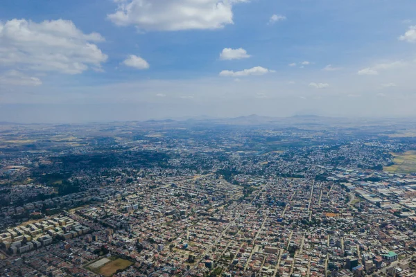 Vista Panoramica Sulla Capitale Africana Addis Abeba Dalla Finestra Dell — Foto Stock