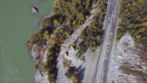 Vidéo Aérienne Des Paysages Automne Rivière Montagne Sur Chemal Dans — Video