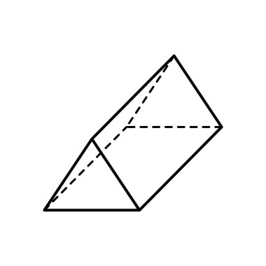 Üçgen prizma geometri ana hatları basit çizgi tasarımı - minimal üçgen prizma geometrik şekil, matematik eğitim sembolü, geometri ve matematik konsepti için temiz çizgi sanatı