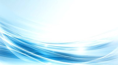 Uzayı Kopyalayan Soyut Mavi Dalga Çizgileri ve Parlayan Enerji Arkaplanı.