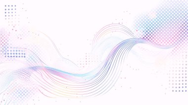Yarı Ton Izgara Elementleri ile Nazik Pastel Soyut Dalga Arkaplanı