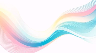 Akan Gradyan Çizgileri ve Beyaz Kopyalama Alanı ile Soyut Pastel Dalga Arkaplanı.