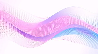 Canlı dalga çizgileri ve yarım ton noktalarıyla Neon soyut akış arkaplanı.