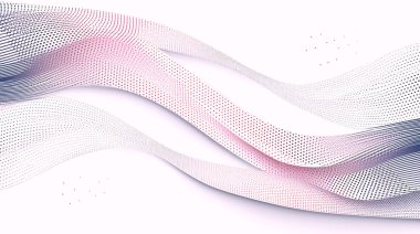 Yarım tonluk noktalar ve dinamik dalga kurdeleleri olan modern akıcı dijital arkaplan.