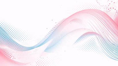 Pastel gradyan, yarım tonlu noktalar ve dinamik çizgilerle soyut akış arkaplanı.
