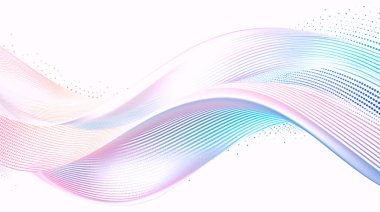 Pastel Gradyan ve Noktalı Çizgilerle Soyut Akan Neon Dalga Arkaplanı.