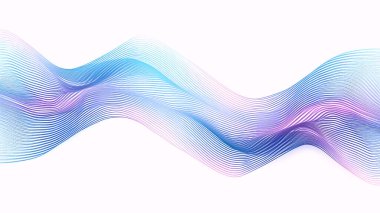 Modern tasarım için uygun, beyaz zemin üzerinde dinamik dalgalı çizgiler, yarım ton noktalar ve geometrik desen ile soyut menekşe ve lavanta arkaplan.