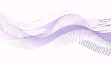 Katmanlı, mor ve pembe yarım ton şekilli dalgalı sıvı şekilleri içeren soyut koyu arkaplan, dağınık geometrik elmaslar, noktalar ve dinamik köşegen çizgilerle tamamlanmış..