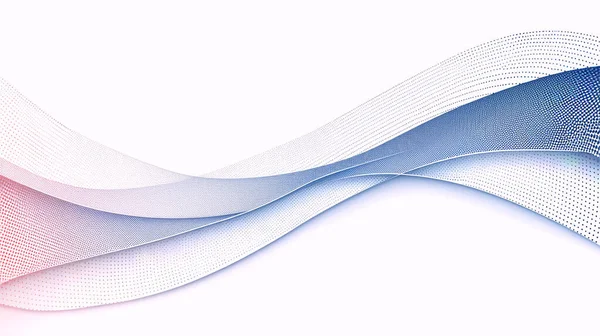 Yarım tonluk nokta desenleri ve hacimli gölgeler oluşturan mor ve pembe eğimli katmanlı dalgalı çizgilerin soyut arkaplan çizimi dinamik bir akış oluşturur.