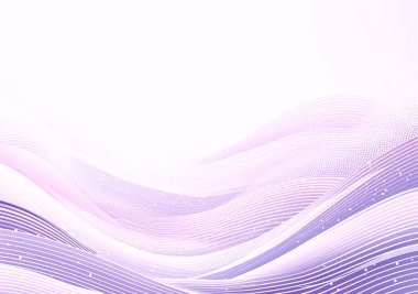 Soyut akış dalgaları mor ve pembe gradyan çizgileri noktalama deseni ve beyaz noktalar ile parlak beyaz arkaplan, kopyalama alanı için uygun.