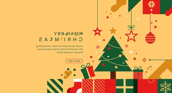 Mutlu noeller ve mutlu yeni yıl 222 tebrik kartı Xmas ağacı, hediye kutuları, balolar, yıldızlar ve balolar. vektör illüstrasyonu.