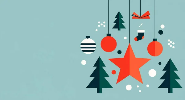 Yılbaşı toplarıyla Noel ağacı. Vektör illüstrasyonu