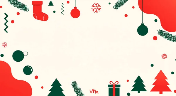 Köknar ağacı, Noel hediyesi, kar taneleri ve vektör illüstrasyonuyla mutlu noeller.