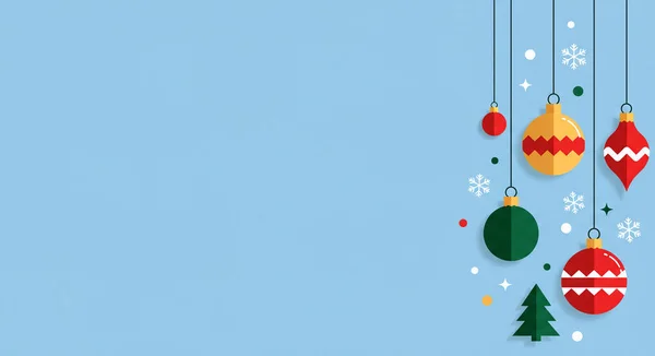 Noel arkaplanında köknar ağacı ve boktopları var. Noel ve yeni yıl kartı. Düz yat. vektör.