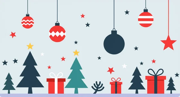 Hediyeler ve toplarla Noel ağacı, vektör illüstrasyonu