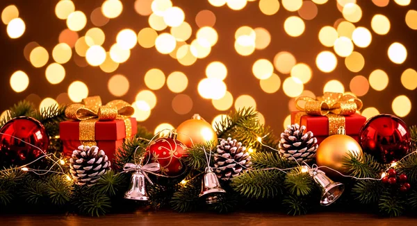 Noel kompozisyonu, mumlar ve ahşap masada noel ağacı.