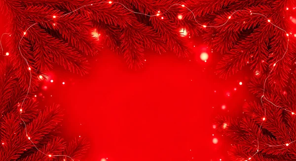 Kırmızı Noel ağacı arkaplanı, Noel kartı.