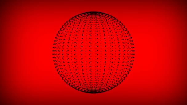 Black sphere rotating on red background. 3d. Seamless loop — Stock Video