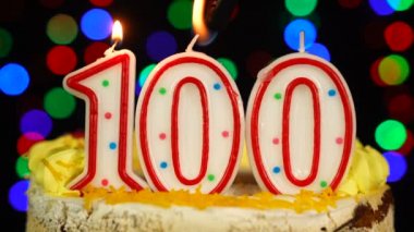 100 Numaralı Mutlu Yıllar Pastası Witg Yanan Mumlar Topper.