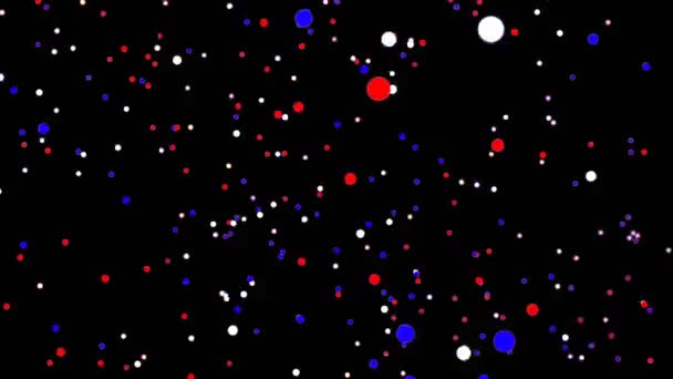 Multicolored animated dots. USA or France or Russia or Slovakia or Australia flag colors: red, blue, white. — Stock Video